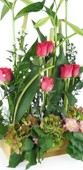 Zoom milieu image Assemblage de fleur rose & vert "Salvador" | L'Agitateur Floral