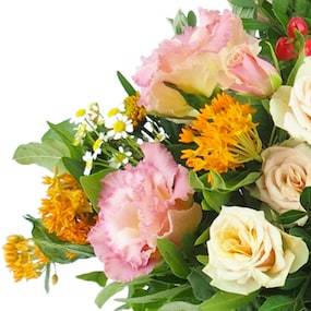 Zoom 1 : Bouquet rond rose & orange "Hambourg" | L'Agitateur Floral