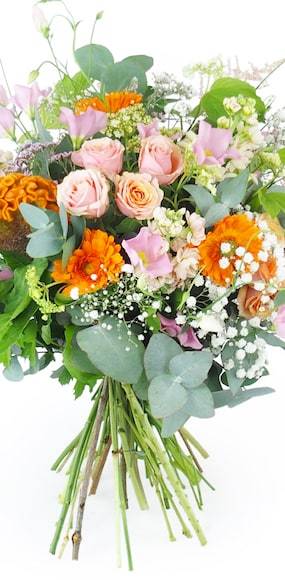 Zoom milieu : Bouquet champêtre rose & orange "Dublin"| L'Agitateur Floral