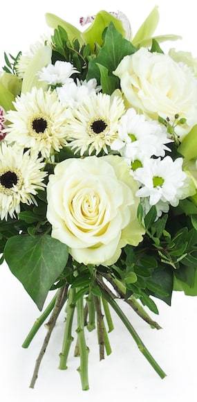 Zoom milieu : Bouquet rond blanc & vert "Munich"| L'Agitateur Floral