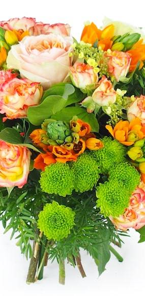 Zoom milieu du : Bouquet rond de fleur orangé "Cologne" | L'Agitateur Floral