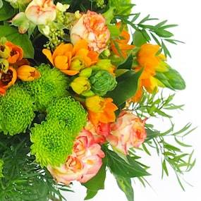 Zoom 2 du : Bouquet rond de fleur orangé "Cologne" | L'Agitateur Floral
