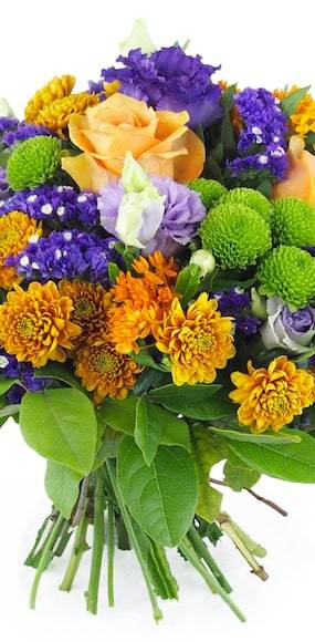 Zoom milieu : Bouquet rond orange & violet "Marseille"| L'Agitateur Floral