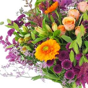 Zoom 1 : Bouquet long orange & violet "Valence"| L'Agitateur Floral