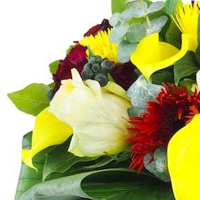 Zoom 1 : Bouquet rond jaune & rouge "Madrid"| L'Agitateur Floral
