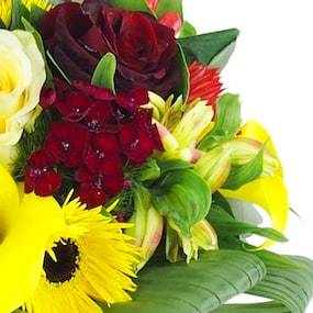 Zoom 2 : Bouquet rond jaune & rouge "Madrid"| L'Agitateur Floral
