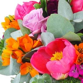 Zoom 1 : Bouquet rond fuchsia & orange "Florence"| L'Agitateur Floral