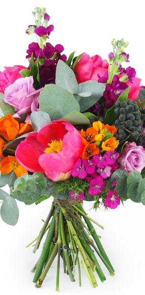 Zoom milieu : Bouquet rond fuchsia & orange "Florence"| L'Agitateur Floral