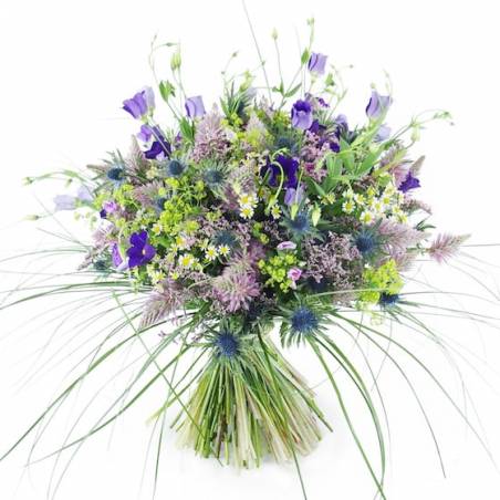 Image principale : Bouquet champêtre mauve & bleu "Vigo"| L'Agitateur Floral