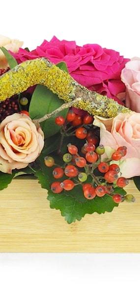 Zoom 2 : Composition de fleur rose & rouge "New York"| L'Agitateur Floral