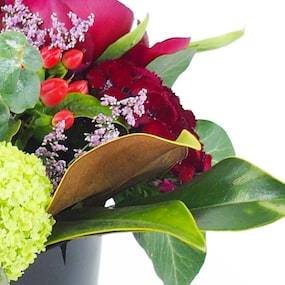 Zoom 4 image Composition de rose rouge & mauve "Phoenix"| L'Agitateur Floral