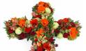 Zoom image de la Grande croix de fleurs rouges & vertes "Diomède" | L'Agitateur Floral