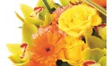 image des roses jaune et gerberas orange