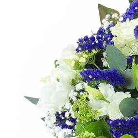 miniature de la Gerbe de fleurs à la main blanche et bleu "Poséidon" | L'Agitateur Floral