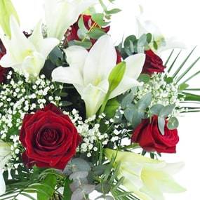 Image zoom droit du bouquet de rose & lys "Ma Reine" | L'Agitateur Floral