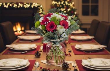 mise en situation du Bouquet de fêtes de fin d'année "Pavlova" | L'Agitateur Floral