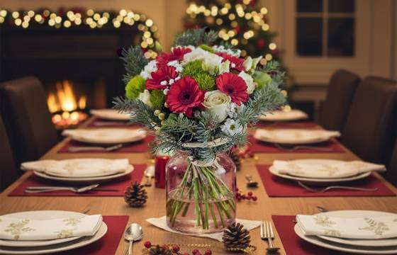mise en situation du Bouquet de fêtes de fin d'année "Pavlova" | L'Agitateur Floral