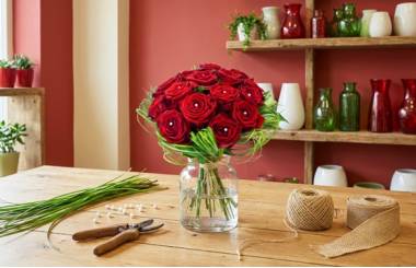 Bouquet Perles d'Amour sur le comptoir du fleuriste | L'Agitateur Floral