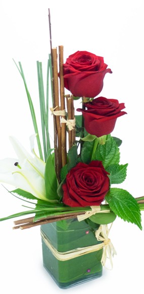 mosaïque : composition de roses & lys Carla