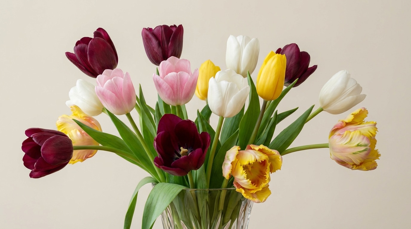 Bouquet tulipes colorées printemps mars élégant