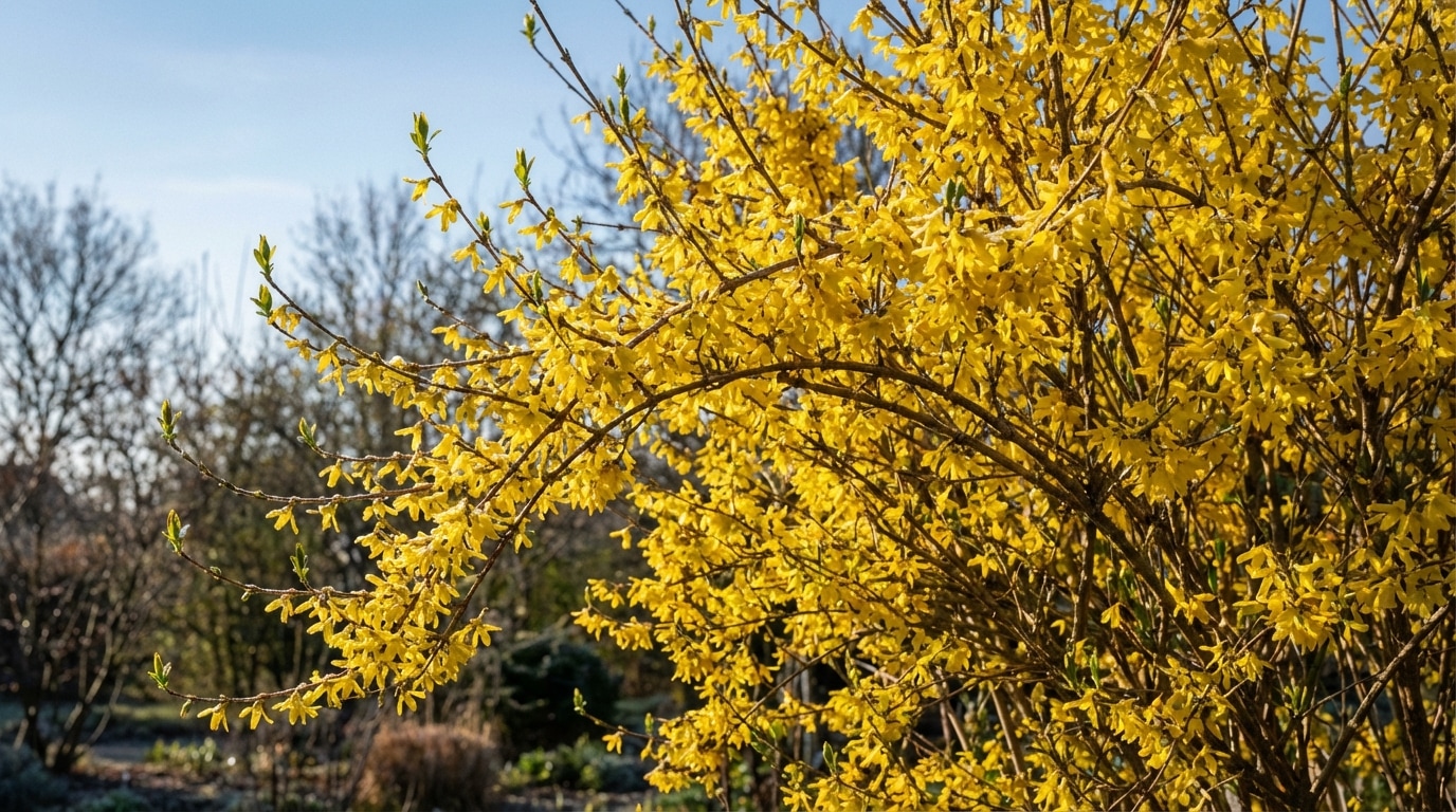 forsythia branches dorées printemps floraison précoce