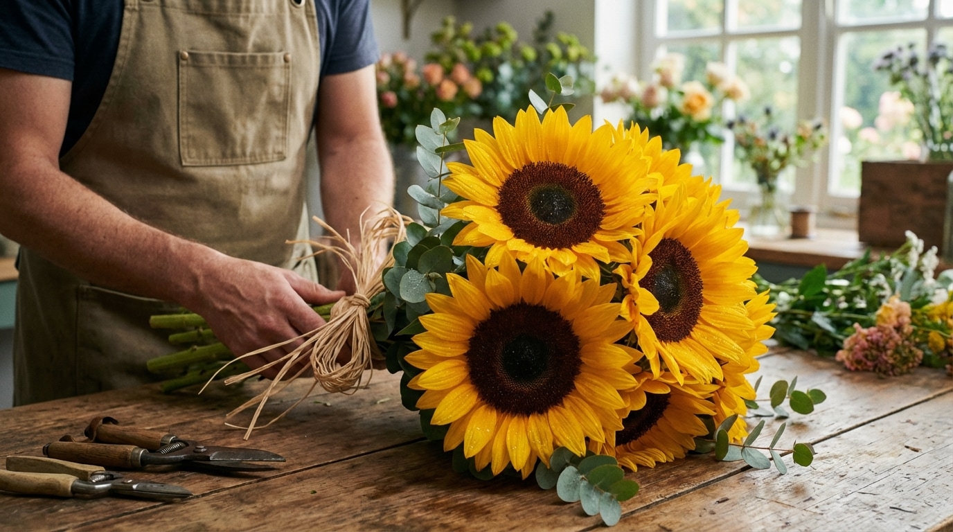 tournesol géant bouquet artisanal fleuriste professionnel