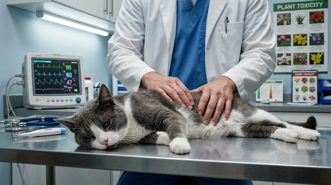 Chat malade vétérinaire intoxication fleurs symptômes