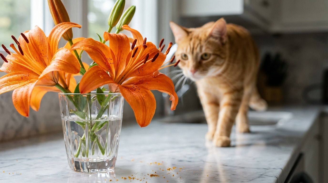 Lys orange toxique mortel chat danger