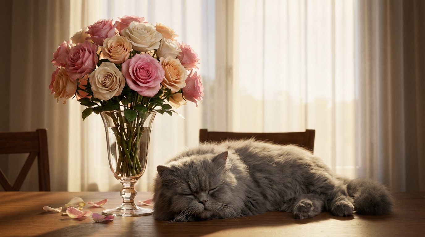 Roses sûres chat bouquet fleurs non toxiques