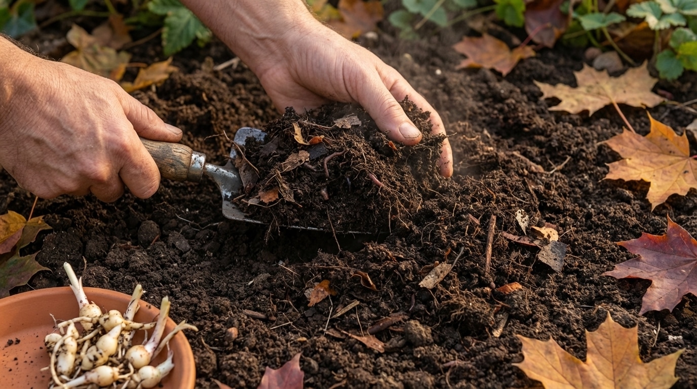 Préparer sol compost plantation muguet gestes jardinage