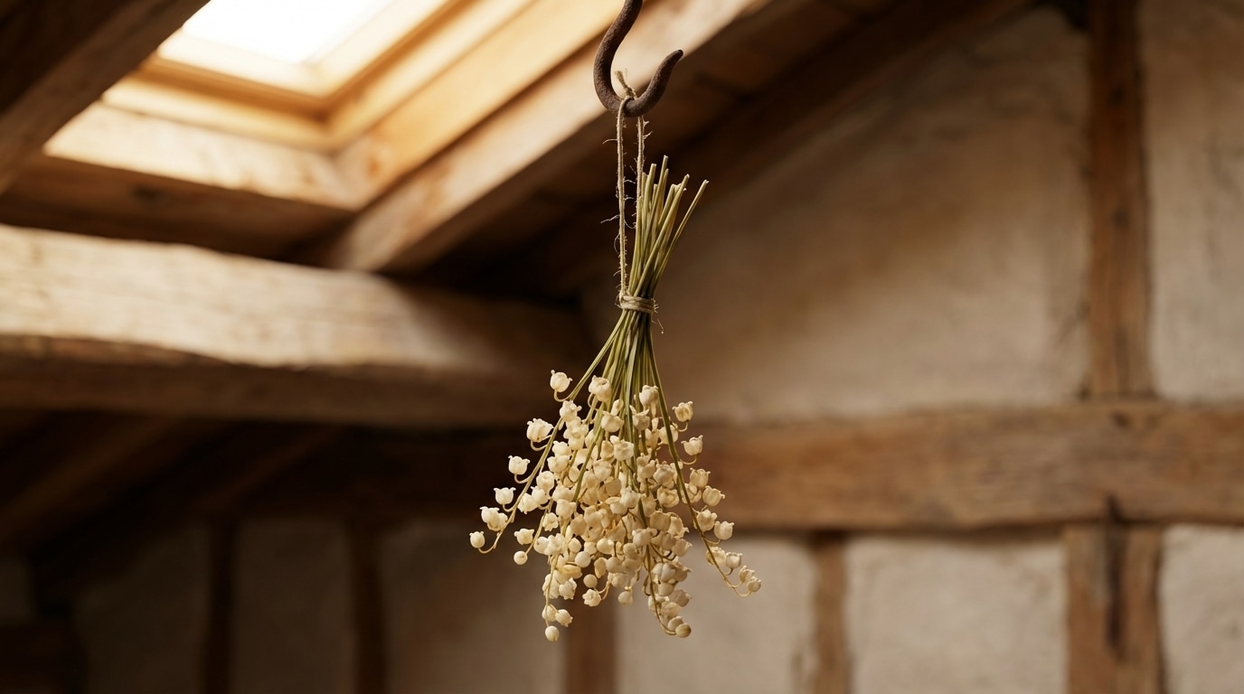 Séchage muguet suspendu tête en bas souvenir durable