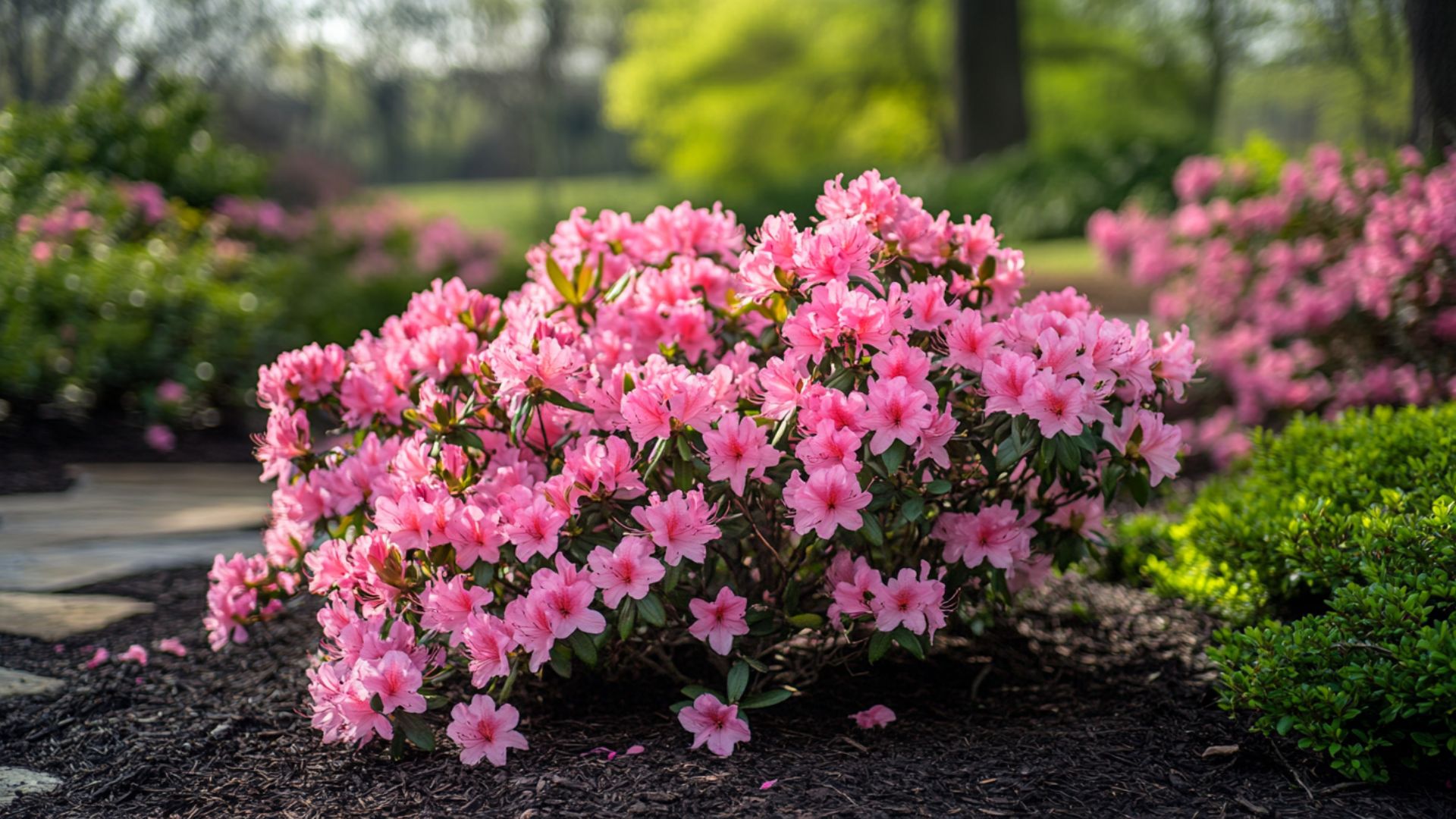 Azalée japonaise en fleurs dans un jardin
