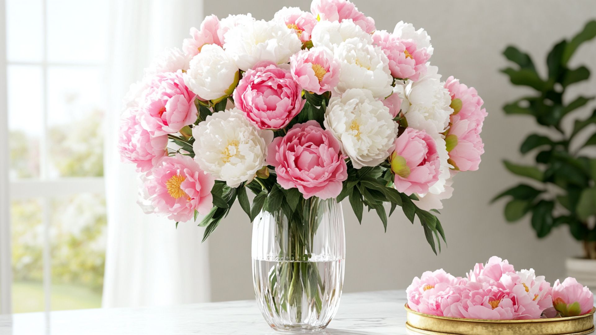 Bouquet élégant de pivoines roses et blanches