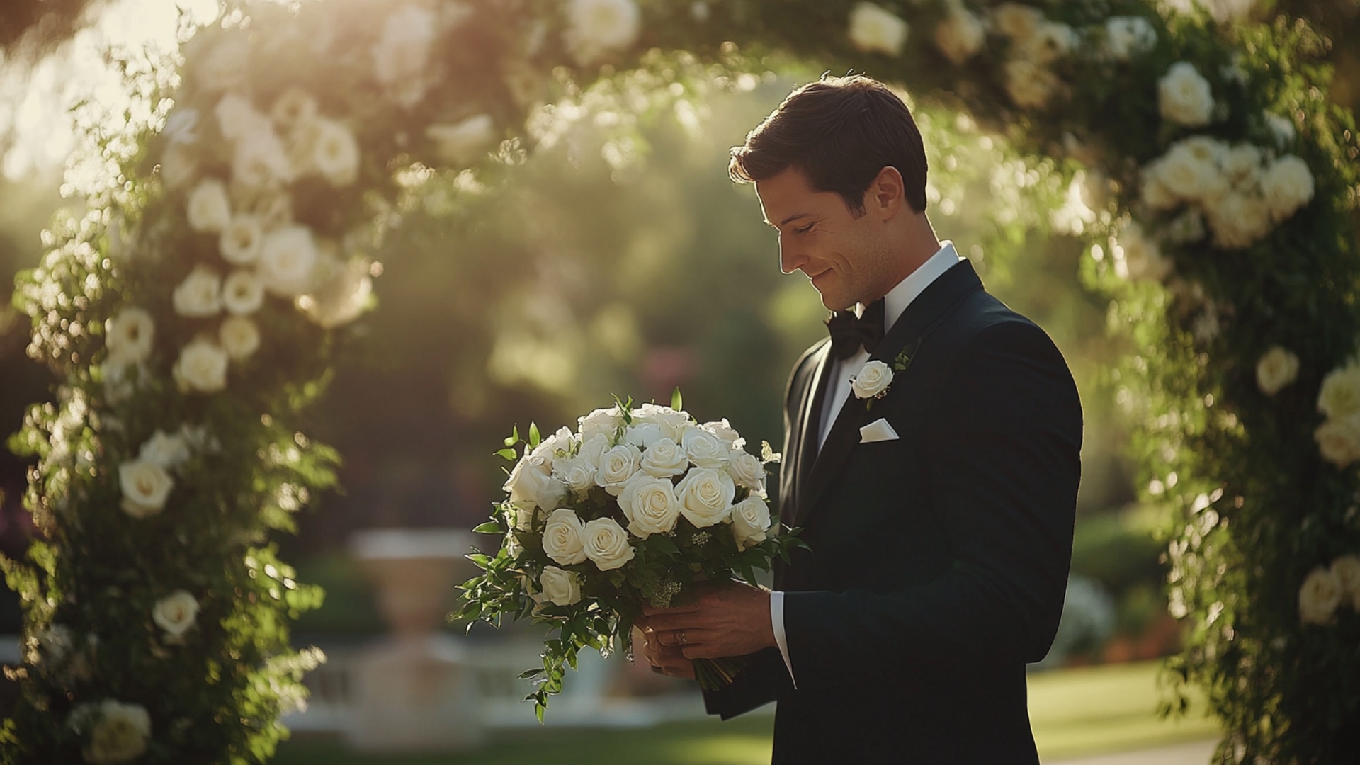 Tradition du marié offrant un bouquet de mariage