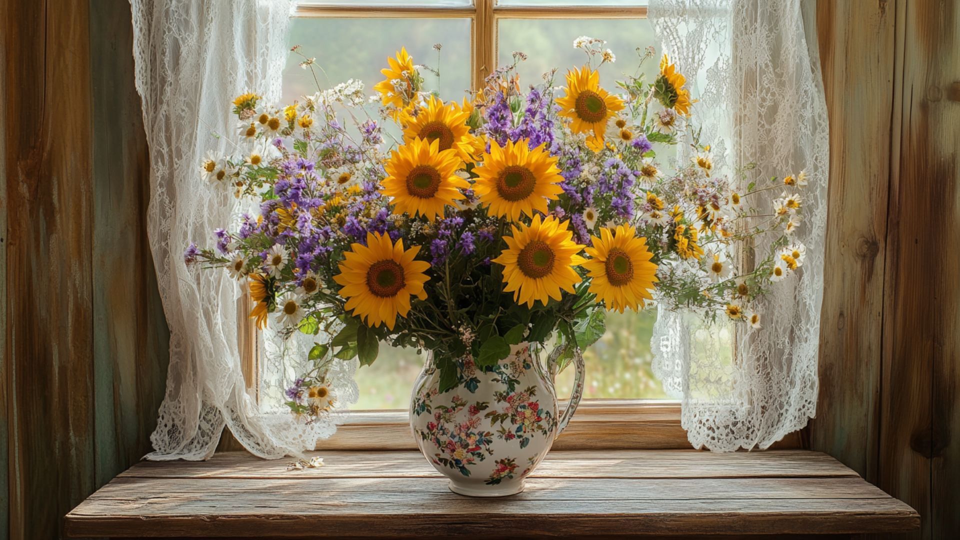 Composition florale estivale bouquet champêtre