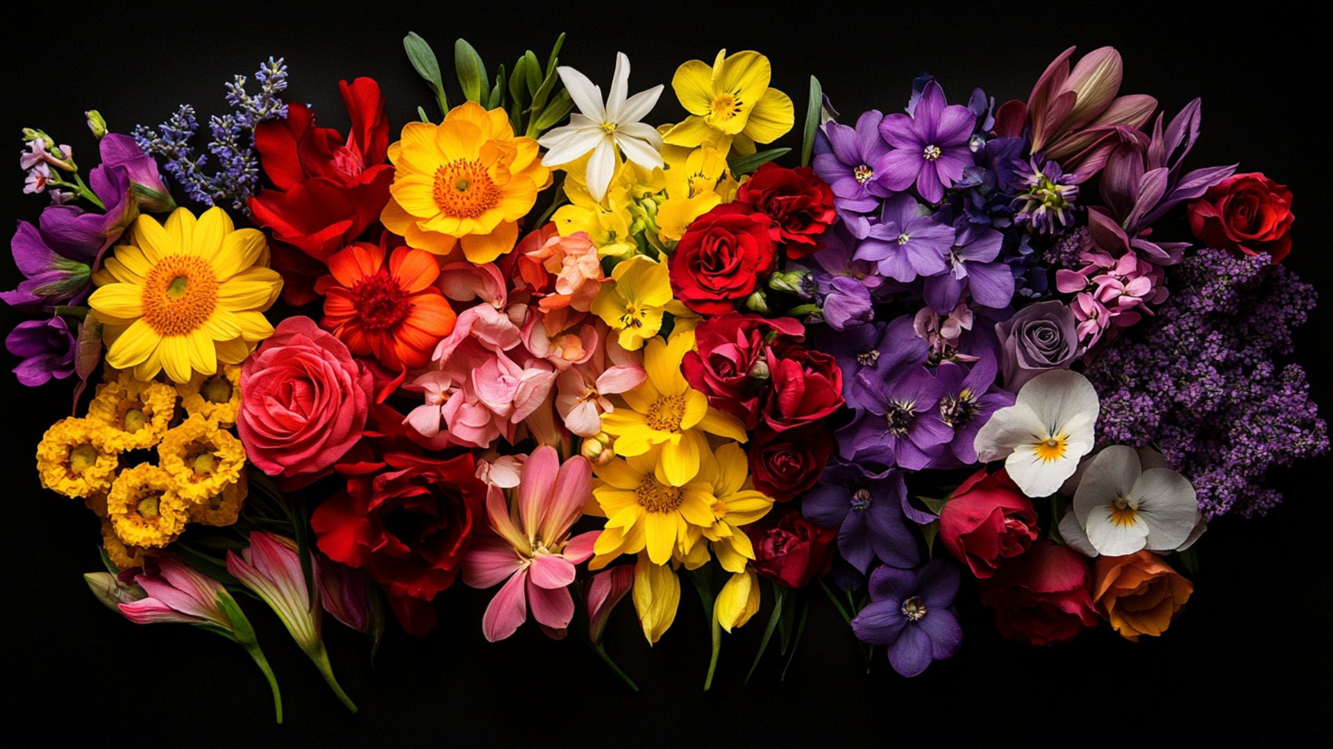 Palette couleurs florales jaune rouge blanc