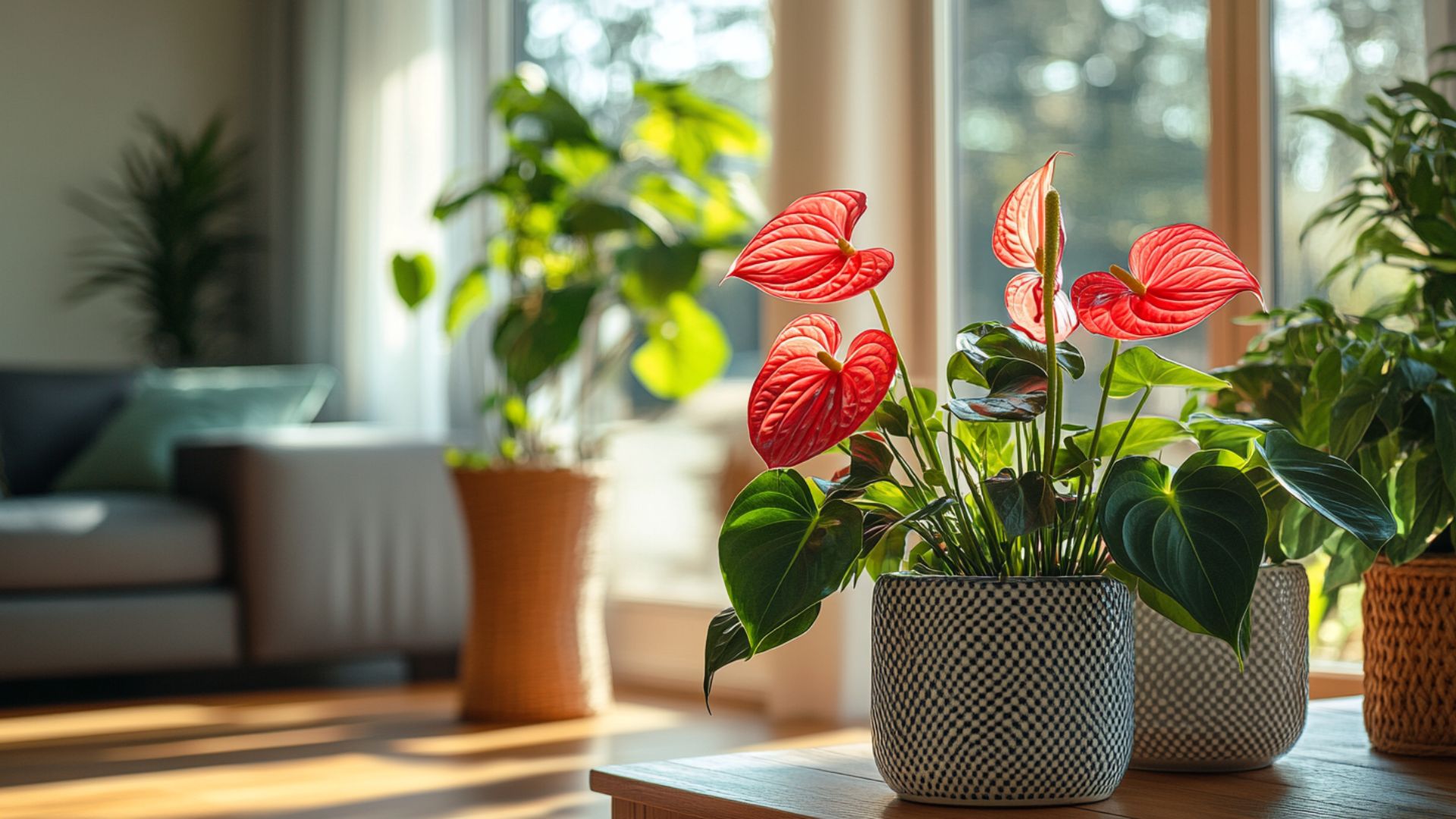 Plantes fleuries intérieur anthurium rouge