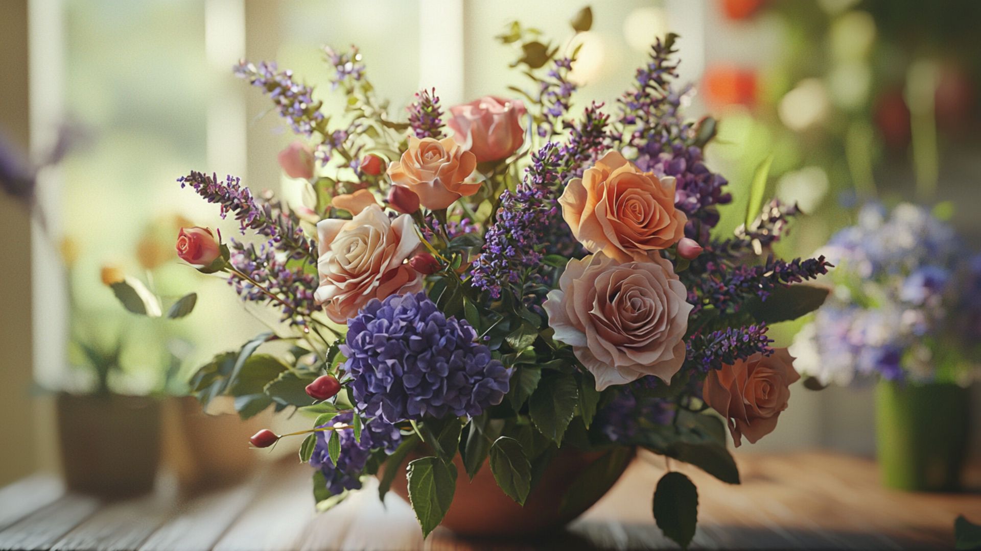 Bouquet de fleurs fraîches épanouies prêtes à être séchées