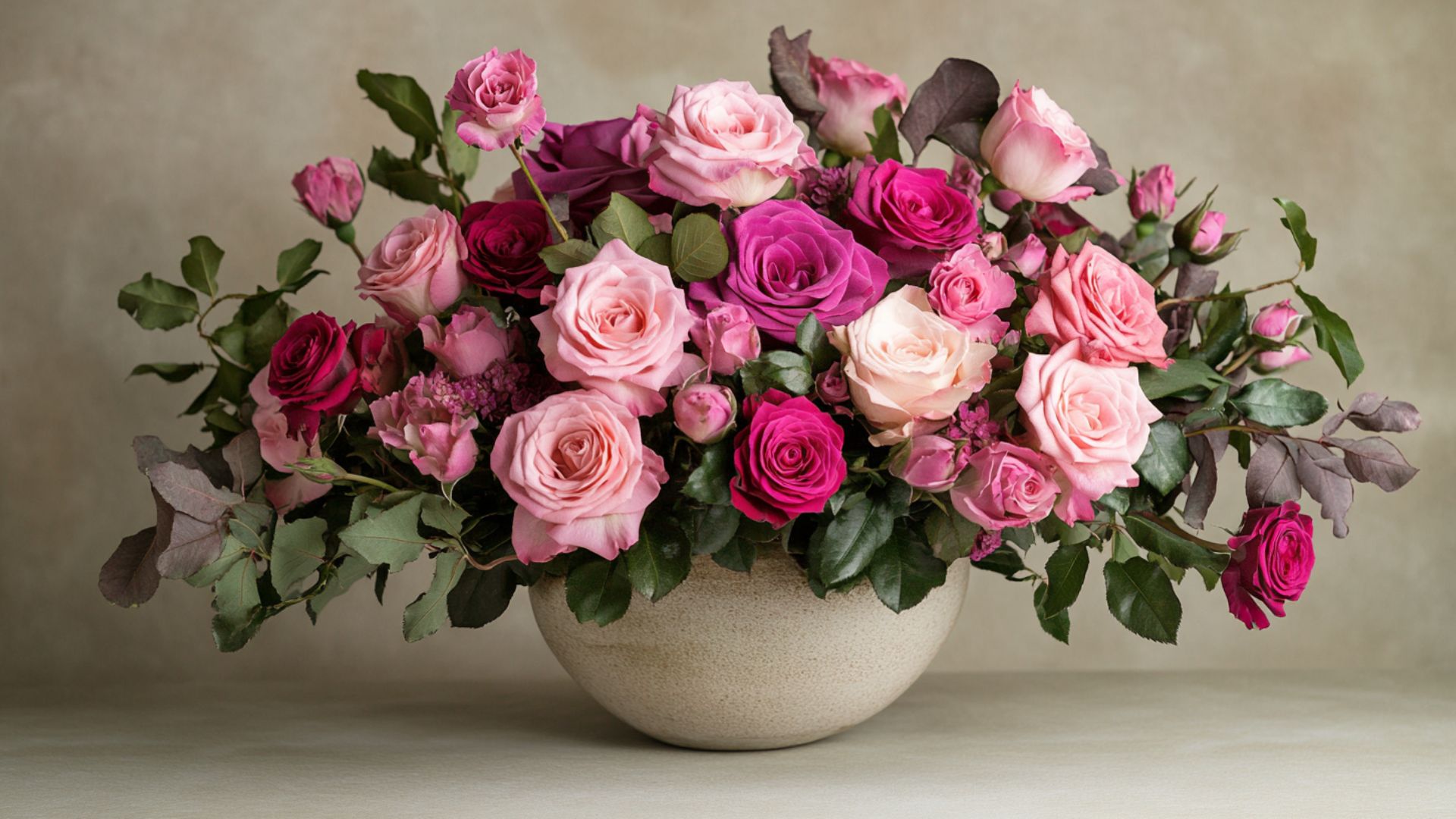 Bouquet de roses roses nuancées