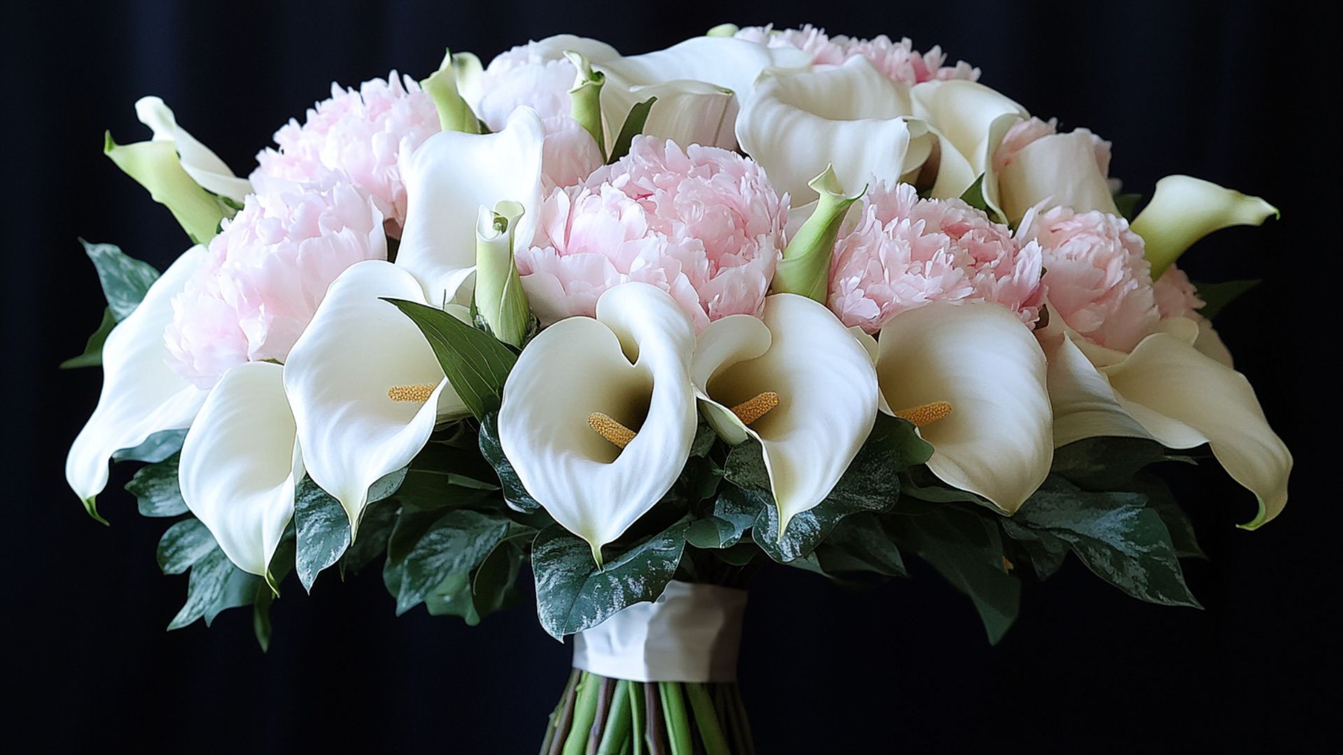 Bouquet majestueux de lys blancs et pivoines généreuses pour un anniversaire mémorable